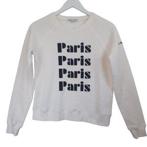 Rebecca Minkoff Paris Graphic Sweatshirt White Black Womens X Small